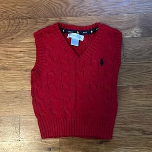 Ralph Lauren, red cable knit vest 6M
